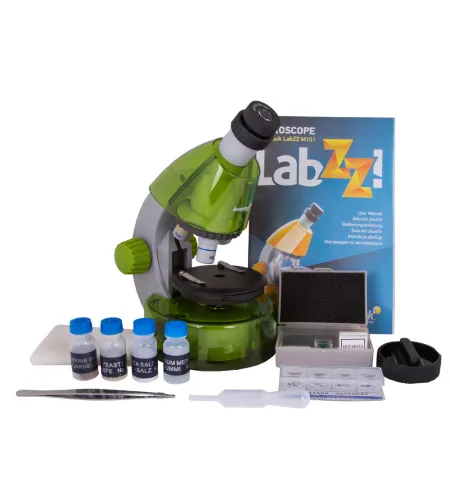 Microscope for children, Levenhuk LabZZ M101 Lime, 40x-640x, with Experiment kit