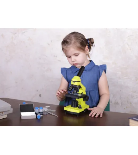 Mikroskops ar Eksperimentālo Komplektu K50 Levenhuk Rainbow 2L PLUS 64x - 640x Laima Krāsā