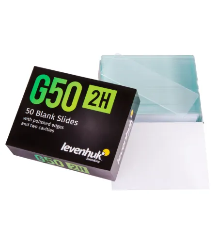 Levenhuk G50 2H Double Cavity Blank Slides, 50 pcs