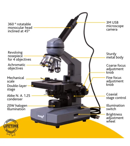 Цифровой монокулярный микроскоп Levenhuk D320L BASE 3M