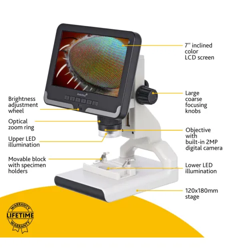 Microscope, Levenhuk Rainbow DM700 LCD Digital, 10x–200x