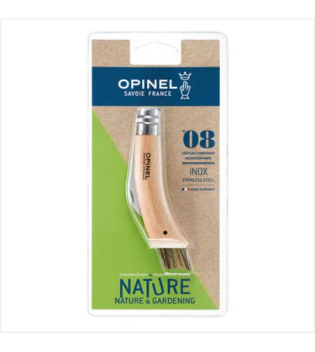 Нож грибника OPINEL BLISTER №8, нержавеющая сталь, рукоять дуб