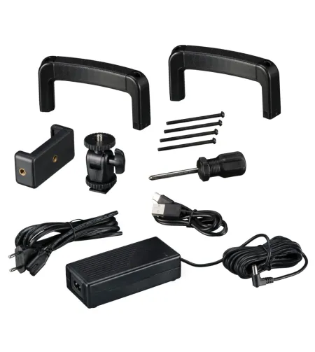 BRESSER STR-48B kahevärviline LED rõngaslamp 48 W koos hämardi ning kaamera ja nutitelefon