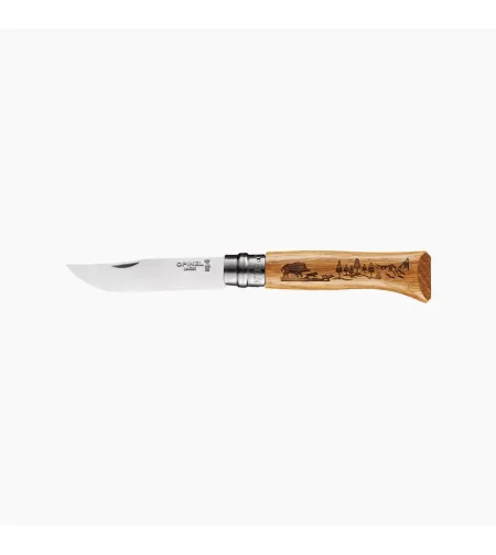Opinel N&deg;08 Stainless Steel Oak Animal Boar