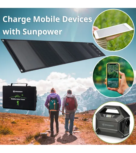 BRESSER Mobile Solar Charger 40 Watt with USB and DC output