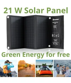 BRESSER Mobile Solar Charger 21 Watt with USB and DC output