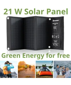 BRESSER Mobile Solar Charger 21 Watt with USB and DC output