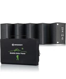 BRESSER mobilus saulės įkroviklis 60 vatų su USB ir nuolatinės srovės išvestimi