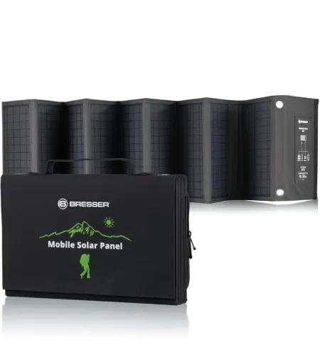 BRESSER mobilais saules lādētājs 60 vatu ar USB un līdzstrāvas izeju
