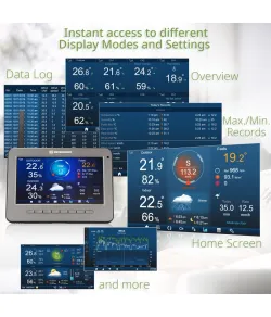 WIFI HD TFT Profesionālā laikapstākļu centra meteoroloģiskā stacija ar sensoru 7-in-1