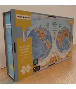 Physical Map of the World's Hemispheres Interactive Wooden Puzzle