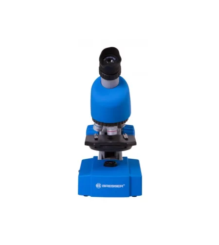Mikroskopas Bresser Junior 40-640x, Mėlyna su eksperimento komplektu, su telefono adapteri