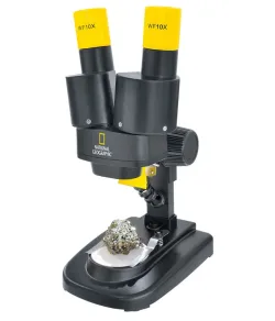 Binokuliarinis mikroskopas National Geographic 20x su mineralų mėginiais