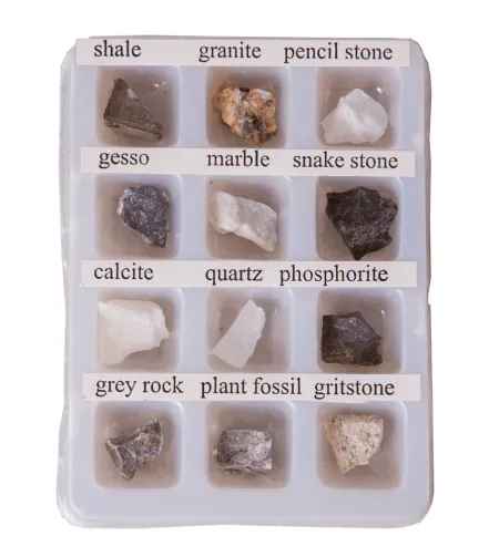 Binokuliarinis mikroskopas National Geographic 20x su mineralų mėginiais