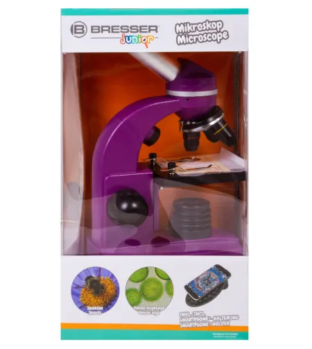 Microscope Bresser Junior Biolux SEL 40–1600x, purple