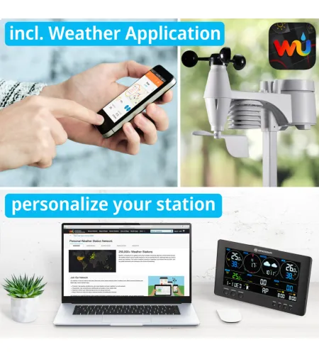 Meteoroloģiskās stacijas BRESSER 7-in-1  Wi-Fi, Professional, Melna