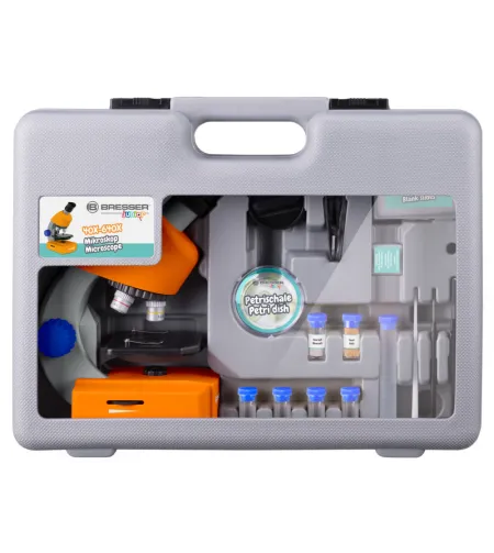 Mikroskoop 40x-640x koos tarvikute ja kõvakastiga, BRESSER Junior