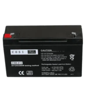 Lead–acid battery, COSI CSB-612 (6V, 12Ah / 20HR) (4.8mm) VRLA (Valve Regulated Lead-Acid)