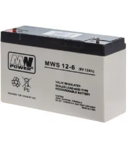 Lead–acid battery, MW Power MWS 12-6 (6V, 12Ah) (4.8mm) VRLA (Valve Regulated Lead-Acid)