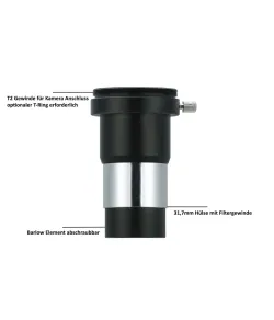 Vixen 2x Barlow Lens with T2 Thread