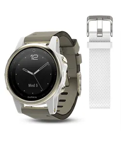 Garmin fēnix 5S Sapphire - Champagne with grey suede band