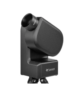 ZWO viedais teleskops ar rasas aizsargu, putekļu vāciņu un objektīva pārsegu Seestar S50