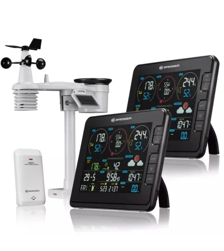 BRESSER profesionali 7 viename „Wi-Fi&ldquo; meteorologinė stotis su papildoma bazine stotimi