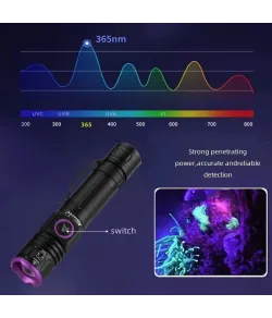 Zoom 395 nm / 365 nm UV LED žibintuvėlis
